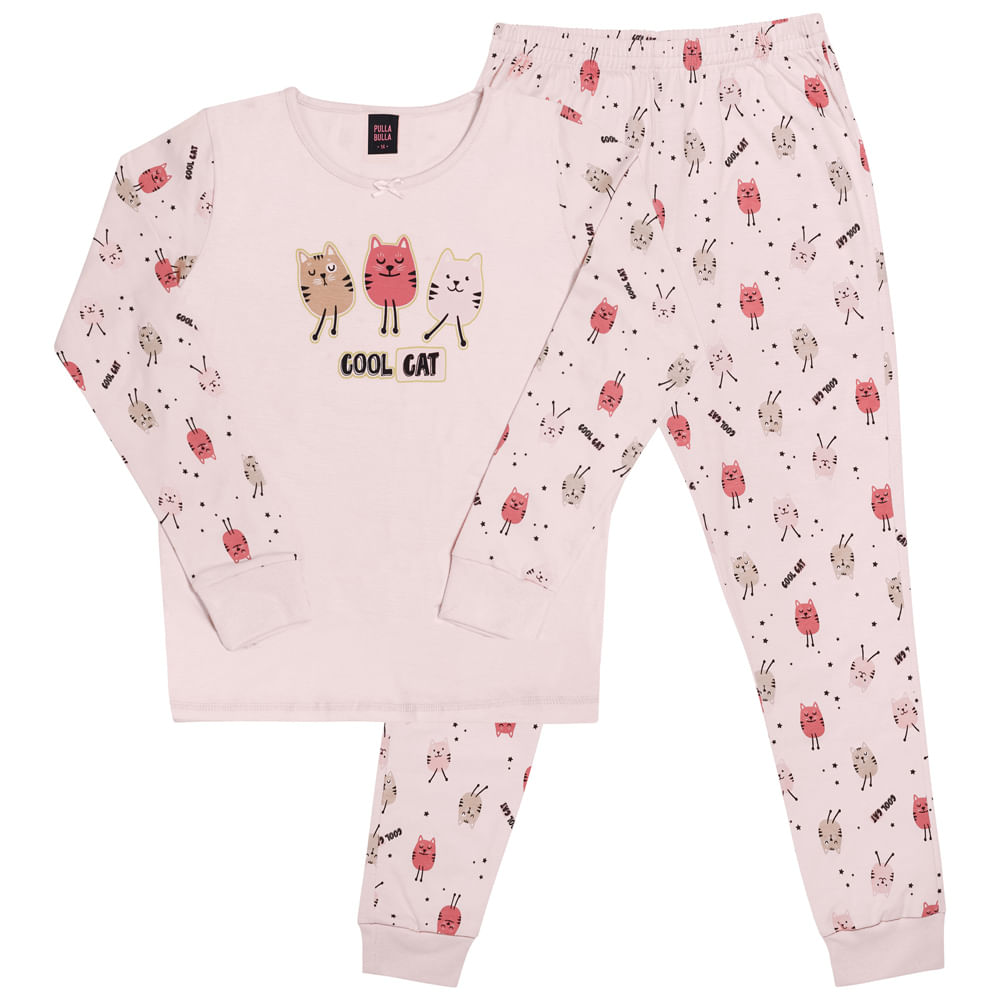 Pijama ROSÊ - JUVENIL - MENINA - Meia malha 46546-11 - Pulla Bulla